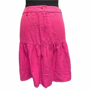 HAROLD'S ☆ Vintage 100% Linen Hot Pink Drop Waist Skirt ☆ NWT